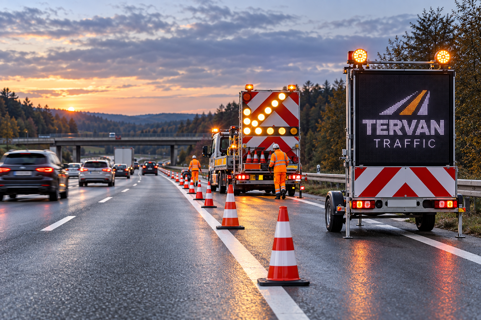 Symbolischer Bildplatzhalter: Autobahn-Arbeitsstelle kürzerer Dauer